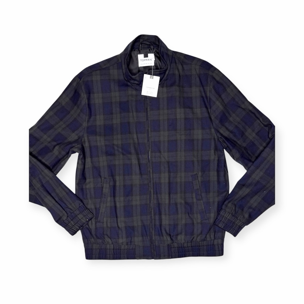 Topman Men's Plaid Jacket - Black and Green